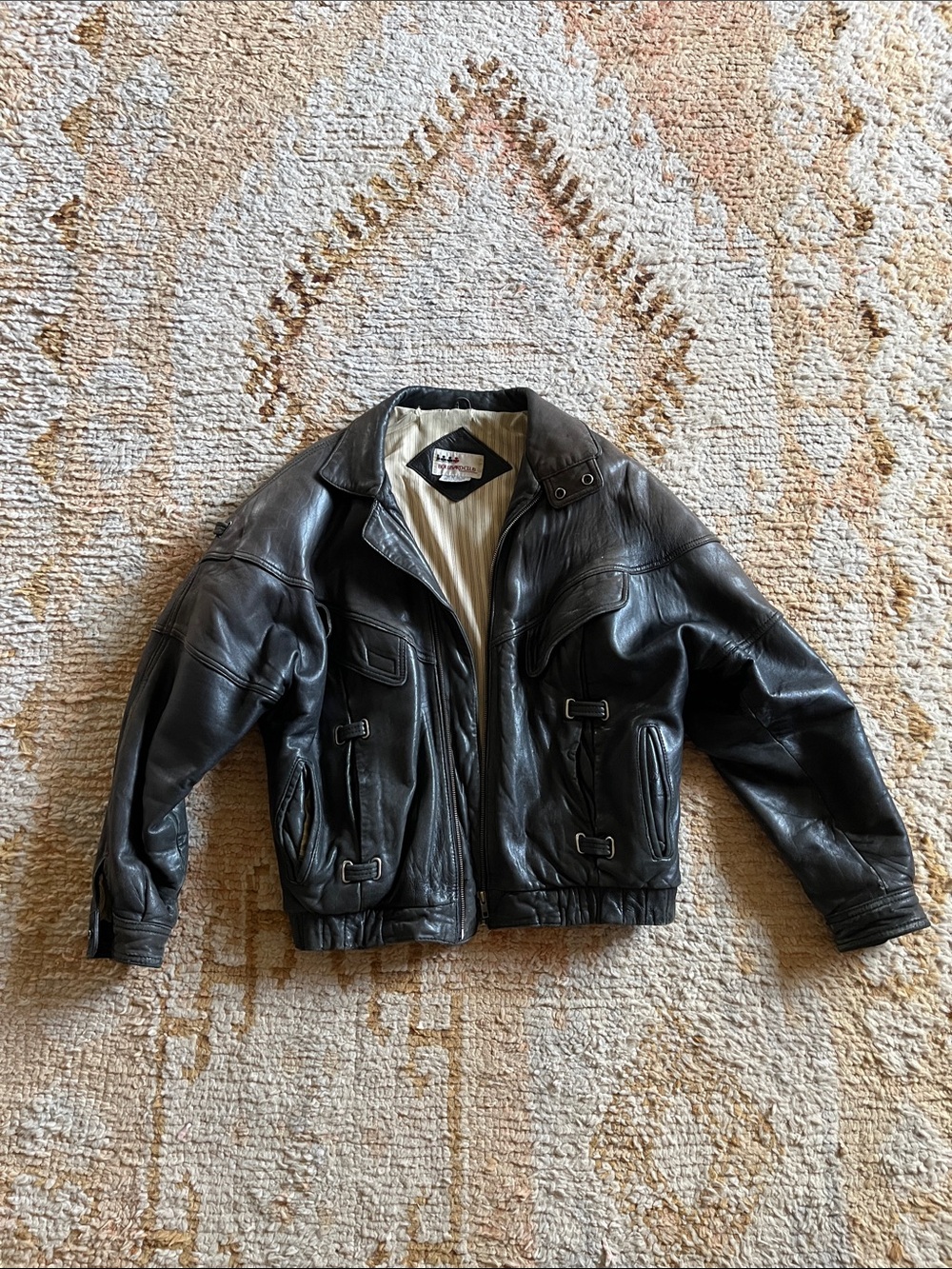 Vintage Brown Leather Bomber